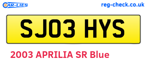 SJ03HYS are the vehicle registration plates.