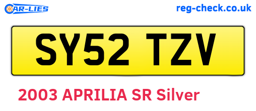 SY52TZV are the vehicle registration plates.