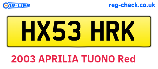 HX53HRK are the vehicle registration plates.
