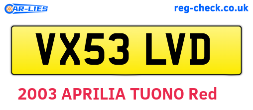 VX53LVD are the vehicle registration plates.