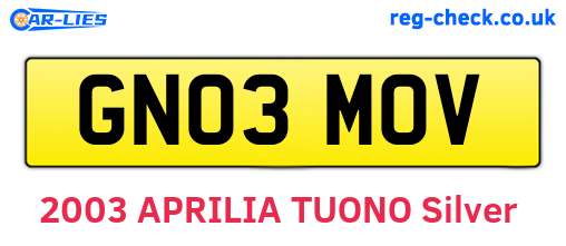 GN03MOV are the vehicle registration plates.