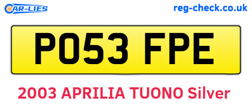 PO53FPE are the vehicle registration plates.