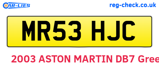 MR53HJC are the vehicle registration plates.
