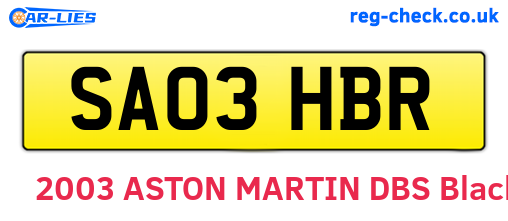 SA03HBR are the vehicle registration plates.