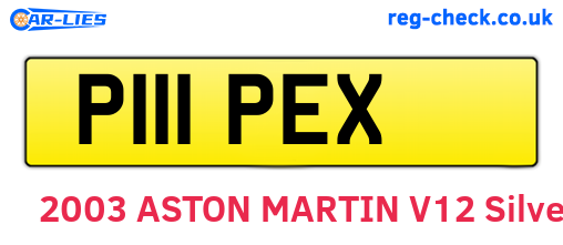 P111PEX are the vehicle registration plates.