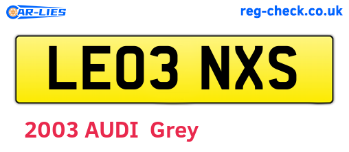 LE03NXS are the vehicle registration plates.