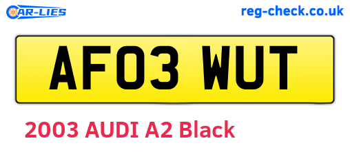 AF03WUT are the vehicle registration plates.