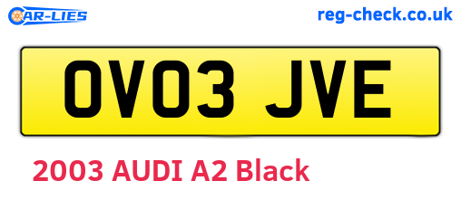 OV03JVE are the vehicle registration plates.
