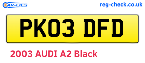 PK03DFD are the vehicle registration plates.