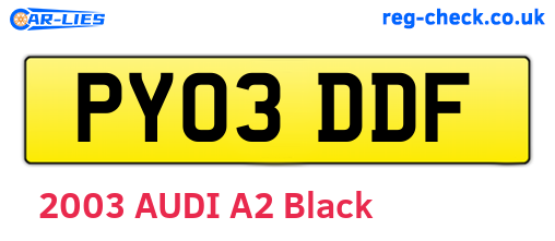 PY03DDF are the vehicle registration plates.