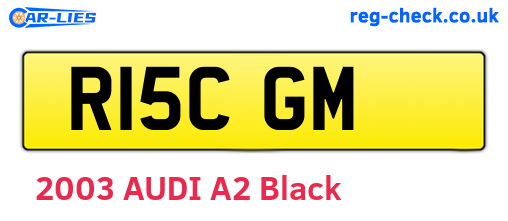 R15CGM are the vehicle registration plates.