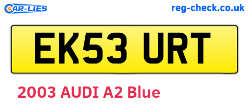 EK53URT are the vehicle registration plates.