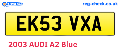 EK53VXA are the vehicle registration plates.