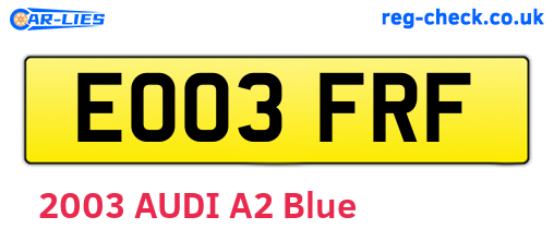 EO03FRF are the vehicle registration plates.