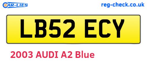 LB52ECY are the vehicle registration plates.