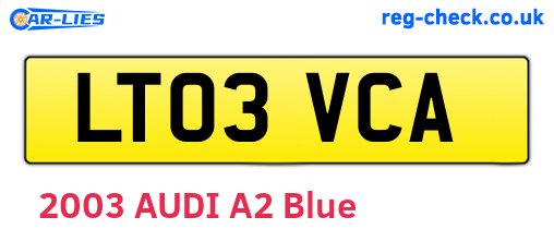 LT03VCA are the vehicle registration plates.