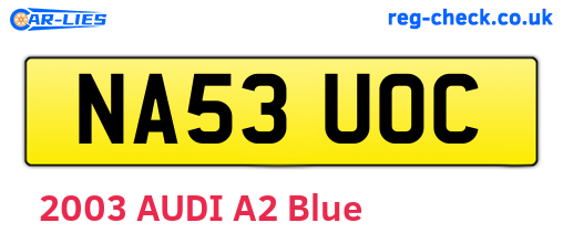 NA53UOC are the vehicle registration plates.