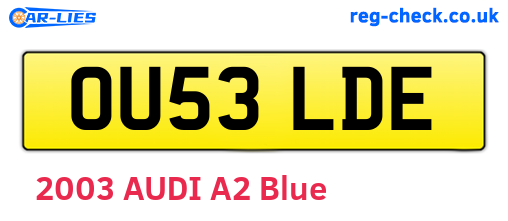 OU53LDE are the vehicle registration plates.