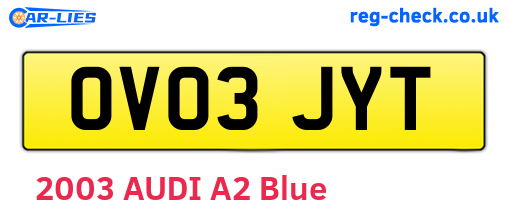 OV03JYT are the vehicle registration plates.