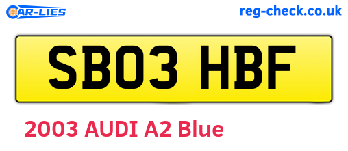 SB03HBF are the vehicle registration plates.