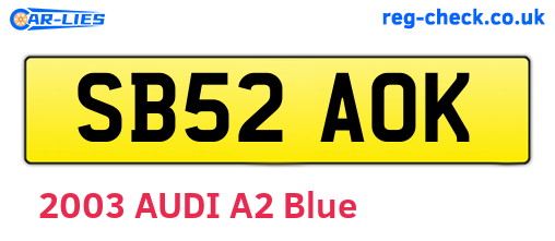 SB52AOK are the vehicle registration plates.