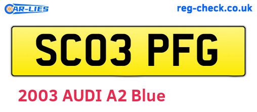 SC03PFG are the vehicle registration plates.