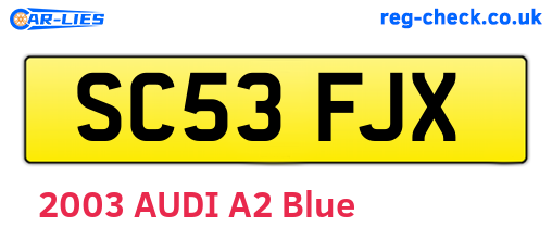 SC53FJX are the vehicle registration plates.