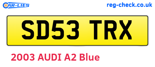 SD53TRX are the vehicle registration plates.
