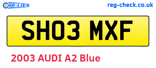 SH03MXF are the vehicle registration plates.