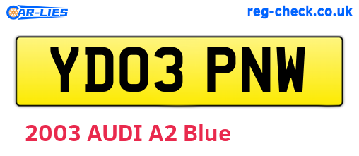 YD03PNW are the vehicle registration plates.