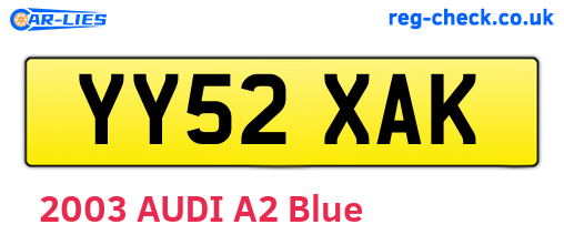 YY52XAK are the vehicle registration plates.