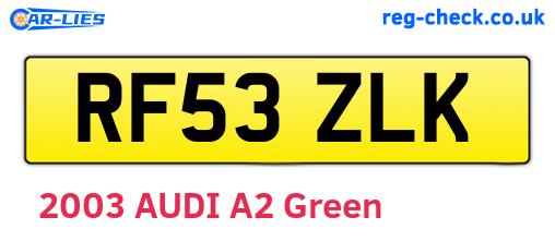 RF53ZLK are the vehicle registration plates.