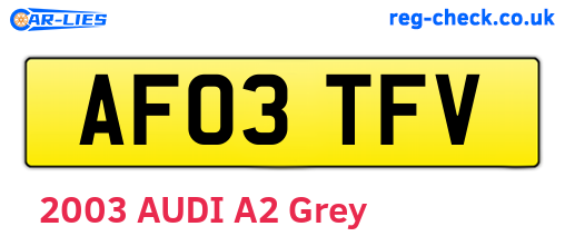 AF03TFV are the vehicle registration plates.