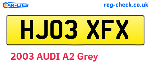 HJ03XFX are the vehicle registration plates.