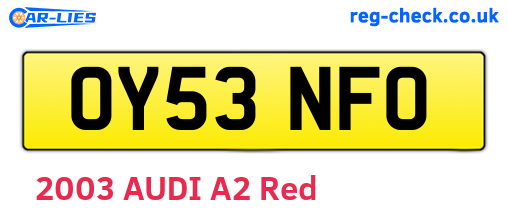 OY53NFO are the vehicle registration plates.