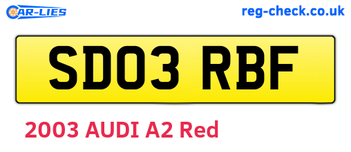 SD03RBF are the vehicle registration plates.