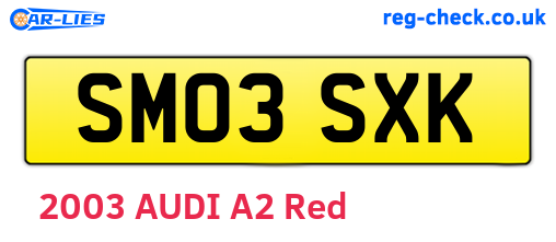 SM03SXK are the vehicle registration plates.