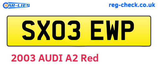 SX03EWP are the vehicle registration plates.