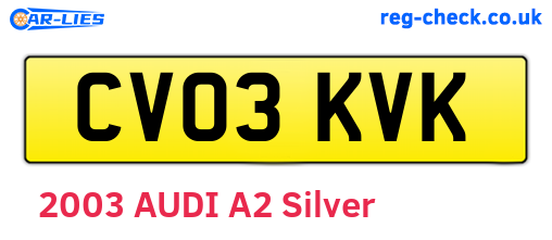 CV03KVK are the vehicle registration plates.