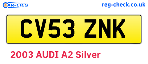 CV53ZNK are the vehicle registration plates.
