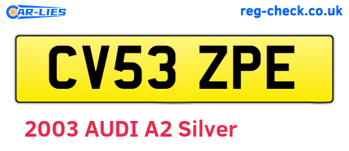 CV53ZPE are the vehicle registration plates.