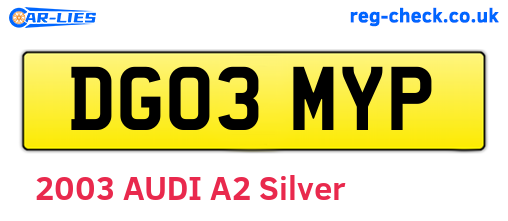 DG03MYP are the vehicle registration plates.