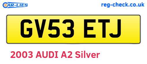 GV53ETJ are the vehicle registration plates.