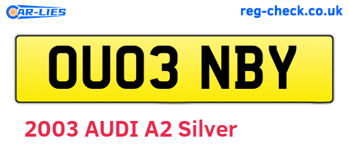OU03NBY are the vehicle registration plates.