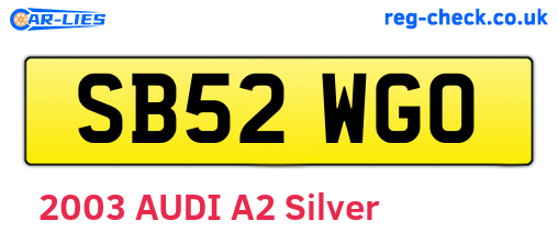 SB52WGO are the vehicle registration plates.