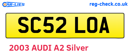 SC52LOA are the vehicle registration plates.