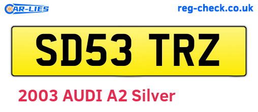 SD53TRZ are the vehicle registration plates.