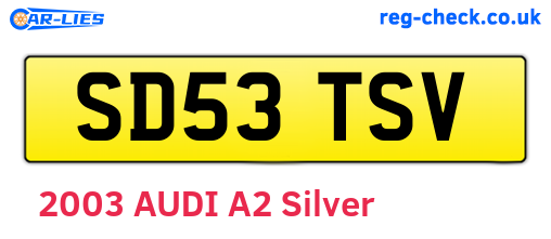 SD53TSV are the vehicle registration plates.