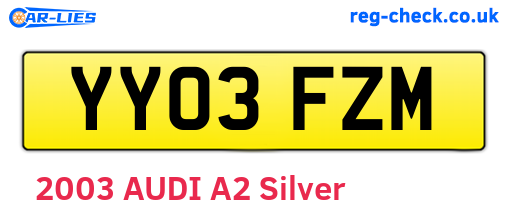 YY03FZM are the vehicle registration plates.