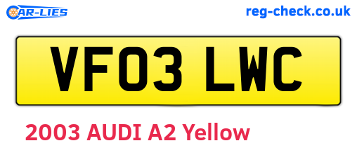 VF03LWC are the vehicle registration plates.